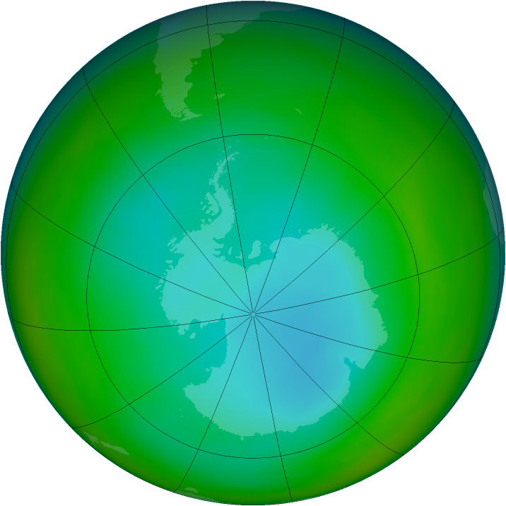 Antarctic ozone map for July 1991